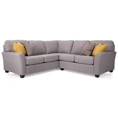 Casual Sectional Sofa with Flared Arms
